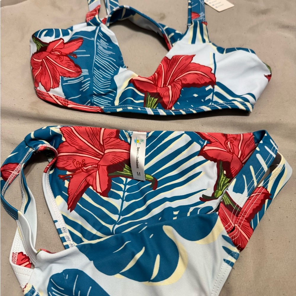 Beachsissi Tropical Red and Blue Bikini